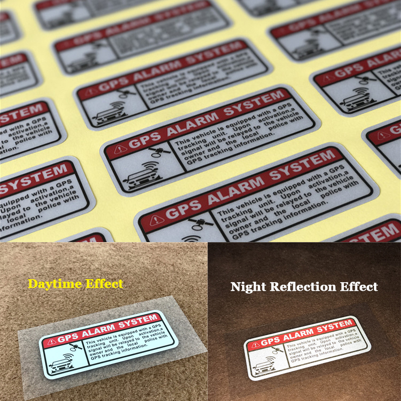 2 ピース/セット車のデカール警告文字 GPS アラームセキュリティオートバイステッカー盗難防止デカール防水反射タイプステッカー