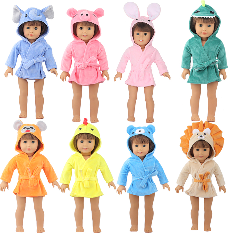 カラフルなバスローブスーツかわいい漫画動物ネグリジェローブ人形服生まれた赤ちゃんフィット 17 インチ 43 センチメートル人形アクセサリーベビーギフト用