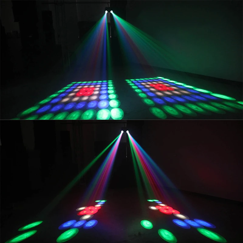 Fast Shipping 64/128LEDs Double Head Airship RGBW รูปแบบ Stage Effect Lighting โปรเจคเตอร์ DJ Disco Party ไฟ Led สําหรับ xmas