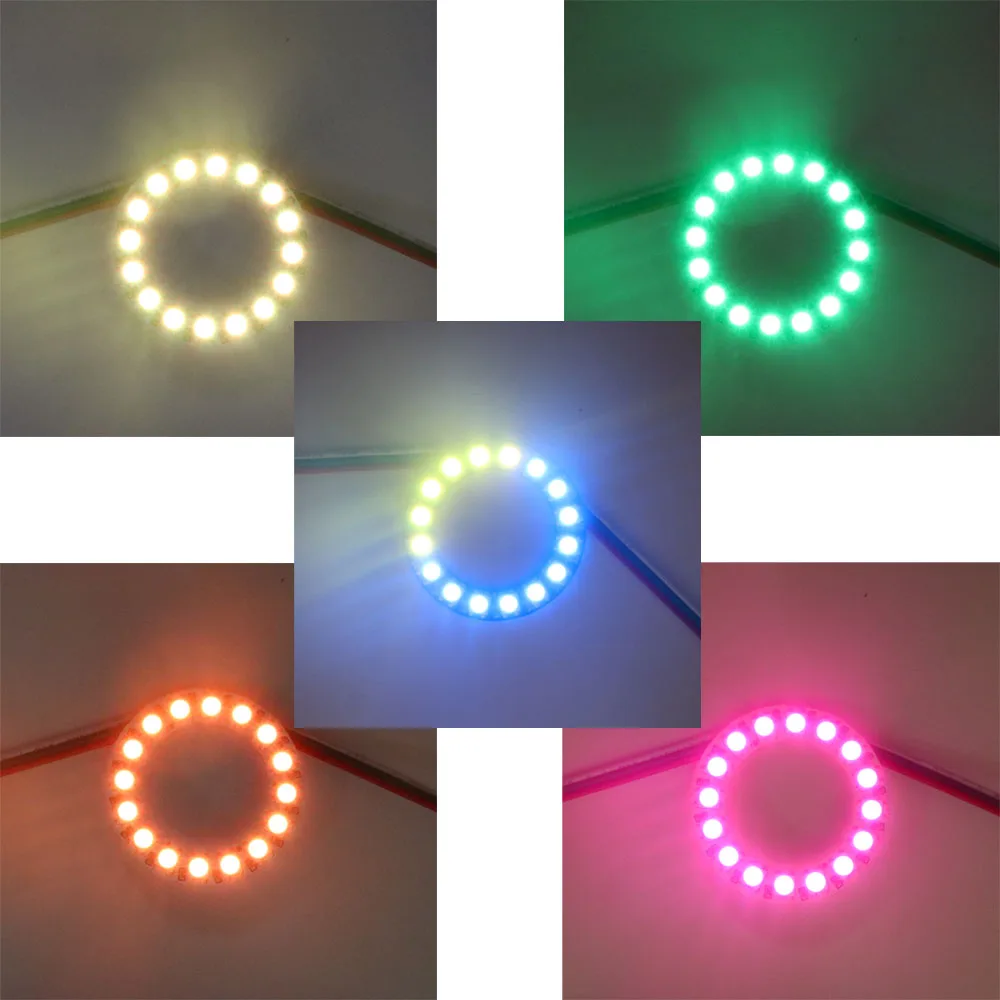 Anillo direccionable individualmente de píxeles LED WS2812B, 8/16/24/35/45Leds WS2812, módulos de luz LED circulares a todo Color integrados IC DC5V