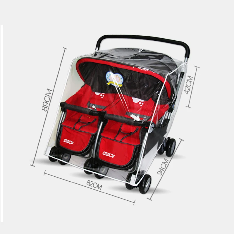 Cặp Sinh Đôi Xe Đẩy Cho Bé Phụ Kiện Chống Nước Mưa Trong Suốt Gió Che Chắn Bụi Dây Kéo Mở Mui Size Lớn Áo Mưa