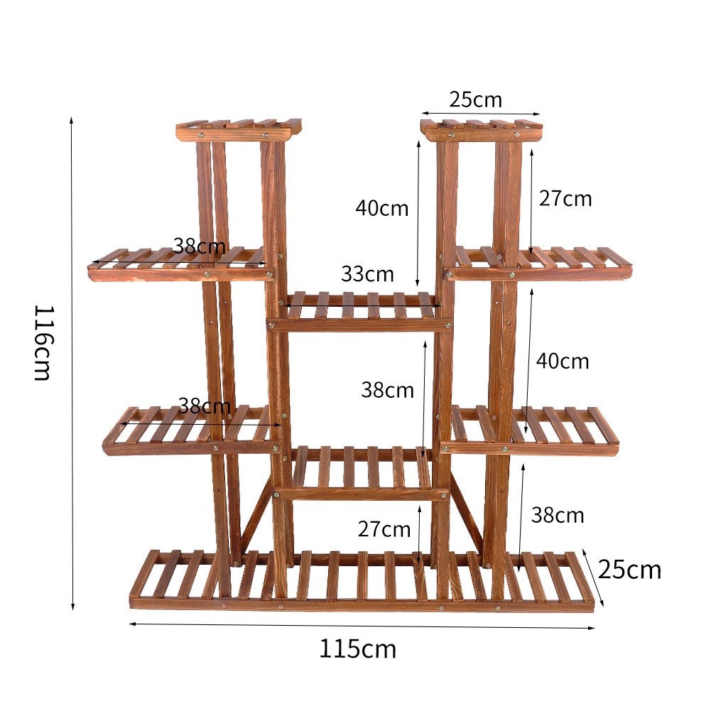 Reciclagem Multi-Tier Planta Stand, Madeira Flor Rack Titular, 16 Potted Display, Prateleiras de armazenamento, interior e exterior, Pátio Gard, 46in Altura