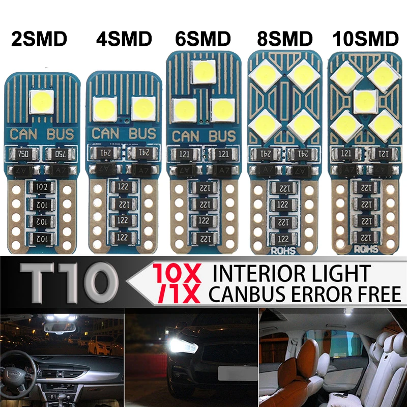 1x Xe Ô Tô Bóng Đèn LED T10 W5W Nội Thất LED Xi Nhan Canbus Không Sai Số 12V 6500K 3030 SMD Tự Động cửa Nêm Bên Giải Phóng Mặt Bằng Đèn 194 5W5