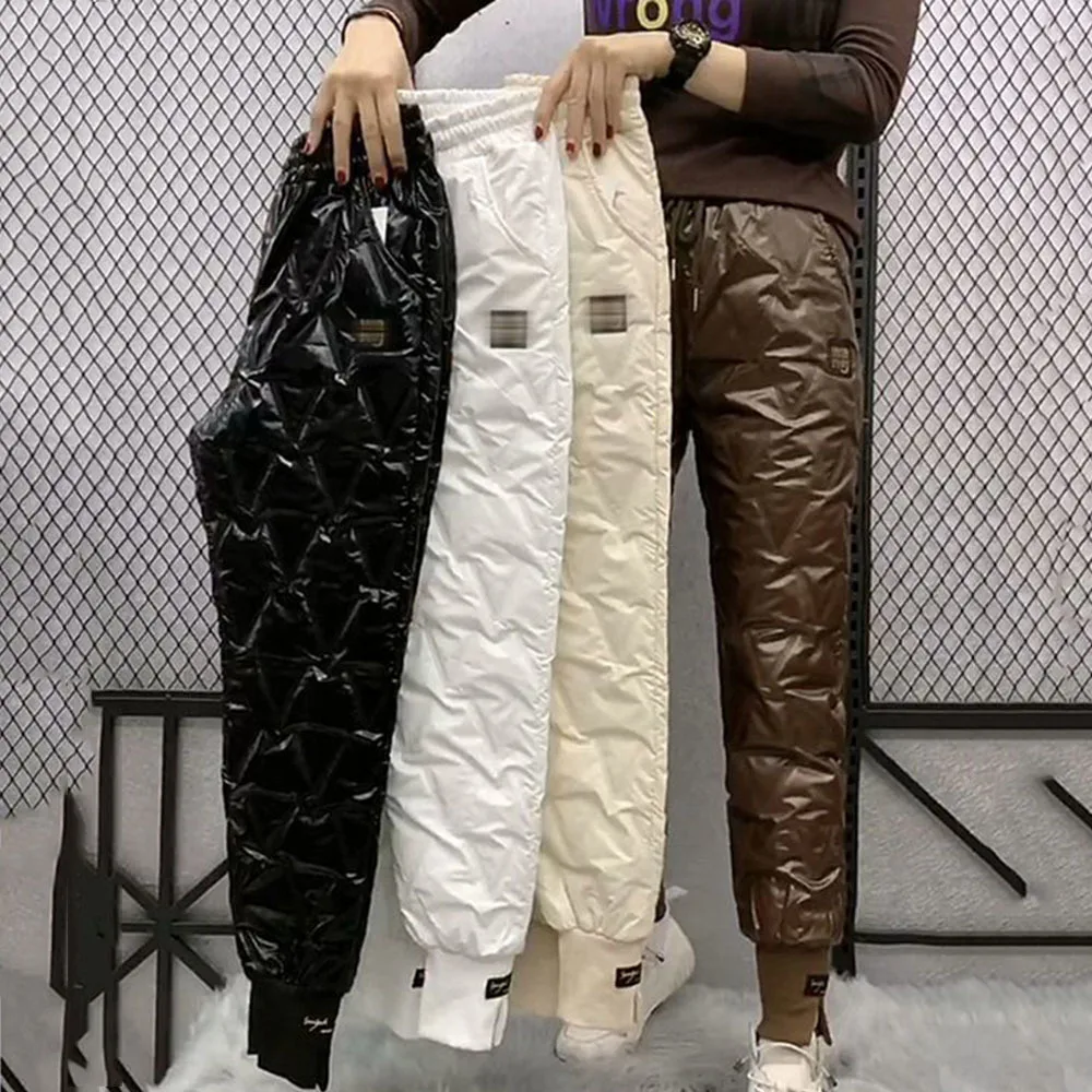 Herbst Baumwolle Hosen für frauen Schnee Oberbekleidung 2022 Winter Neue Hohe Taille Dicke Casual Füße Harem Hosen Warme Casual hosen