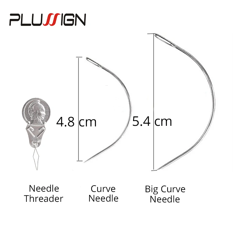 Plussign ด้ายเย็บผ้าสําหรับวิกผมเข็มและด้ายสําหรับเย็บผม C เข็มสําหรับทอผ้า Plussgin วิกผมทําเครื่องมือ 4 ชิ้น/ล็อต