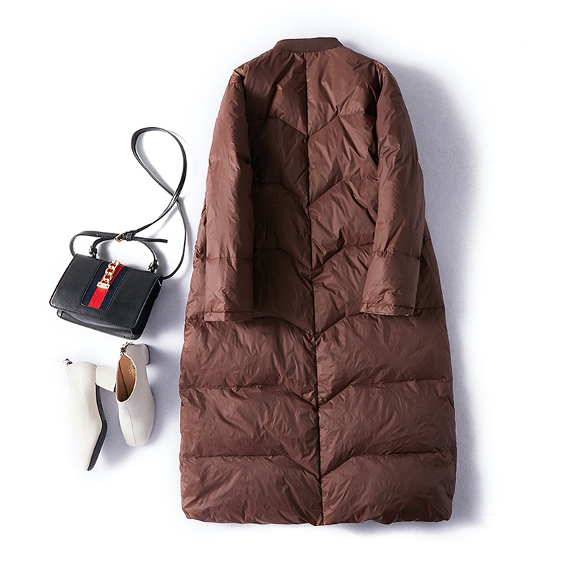Chaqueta larga de béisbol para mujer, abrigo de plumón de pato blanco, parka suelta, estilo coreano, moda de invierno