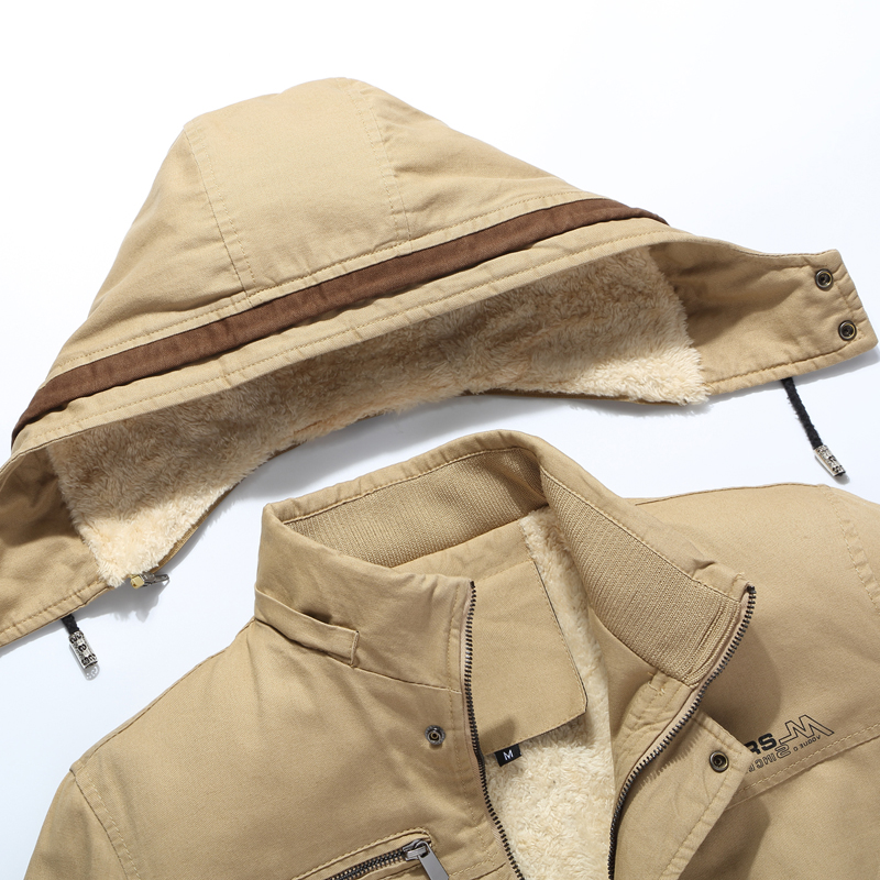Jaket Mantel Musim Dingin Terbaru Jaket Tahan Angin Tebal Bertudung Pria Jaket Katun Kualitas Tinggi Jaket Militer Pria Hijau Tentara Khaki