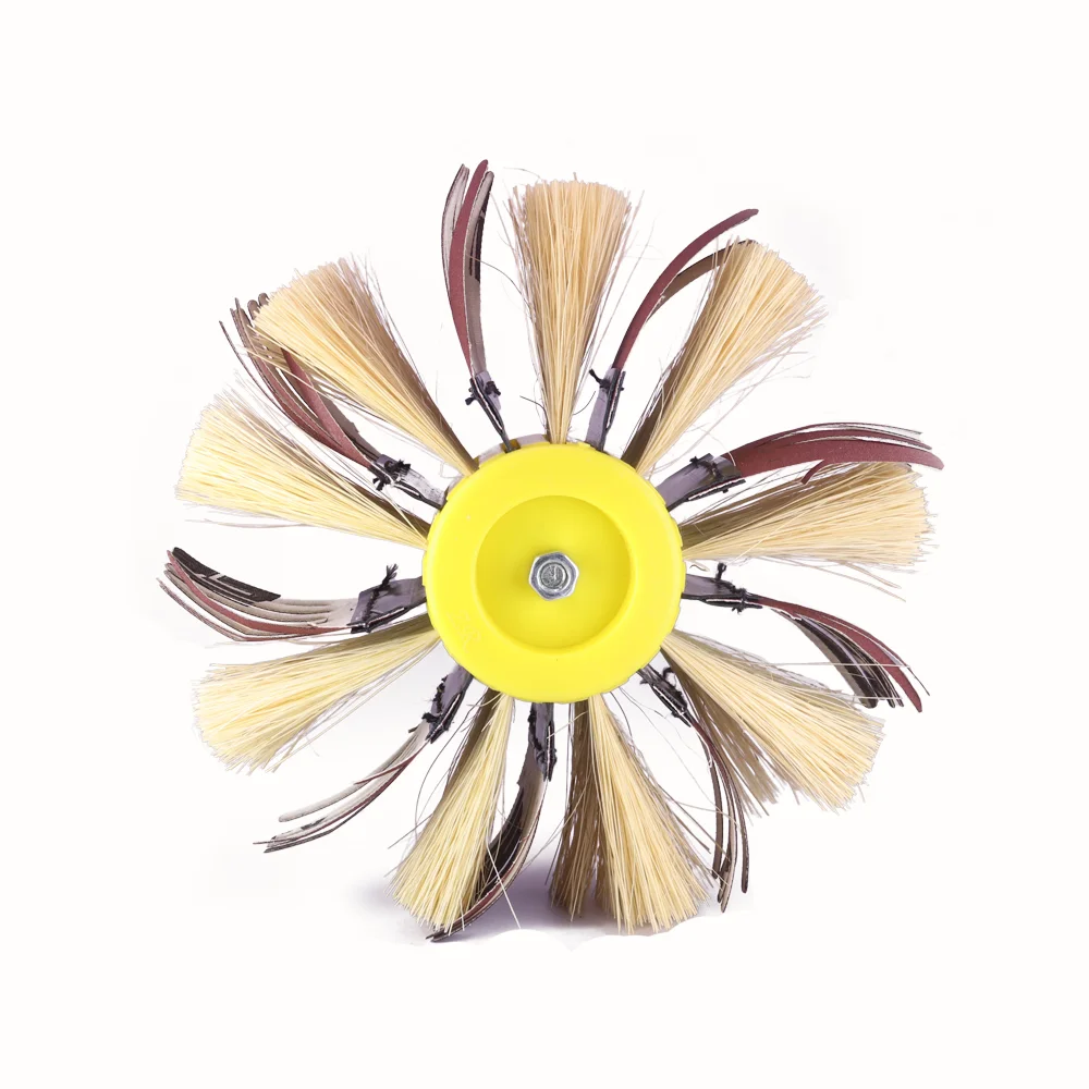 Ruota per lucidatura in sisal e tessuto smeriglio per trapano elettrico da 6 mm Ruota per levigatura con setole per levigatura di metalli con primer in legno