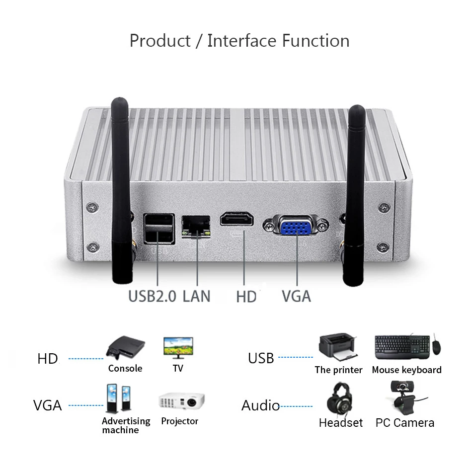 BEBEPC Quạt Không Cánh Mini PC HTPC Windows 10 Pro Intel Core I5 4200U Celeron DDR3L WiFi HD USB Văn Phòng Descktop Máy Tính văn Phòng Minipc