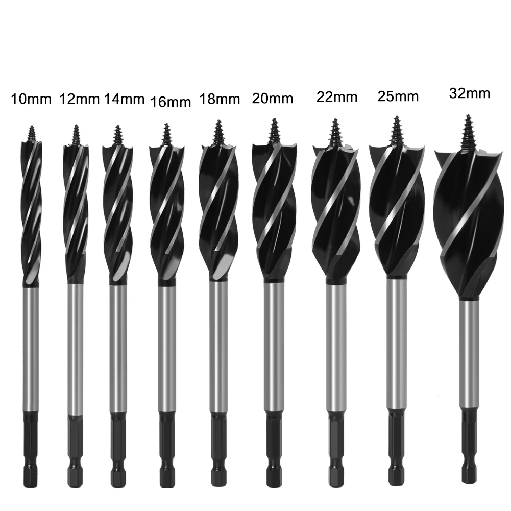 4-9Pc Xoắn Bộ Mũi Khoan Gỗ Nhanh Cắt Auger Thợ Mộc Joiner Dụng Cụ Mũi Cho Cắt Gỗ phù Hợp Cho Chế Biến Gỗ