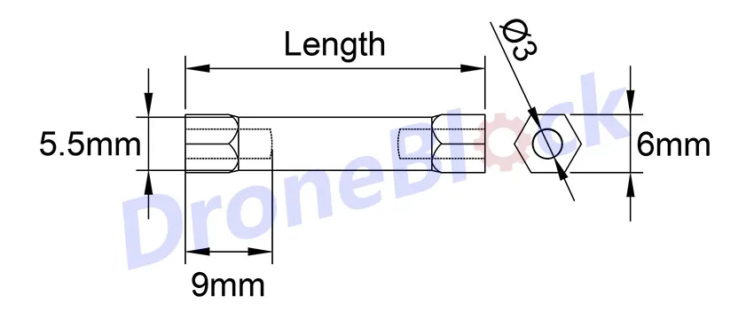 8 CHIẾC M3 Nhôm Standoff Lục Giác Không Gian Siêu Tốc cột Tròn Đen Phần Nhẹ Knurled DIY FPV Quadcopter Drone Multirotor RC