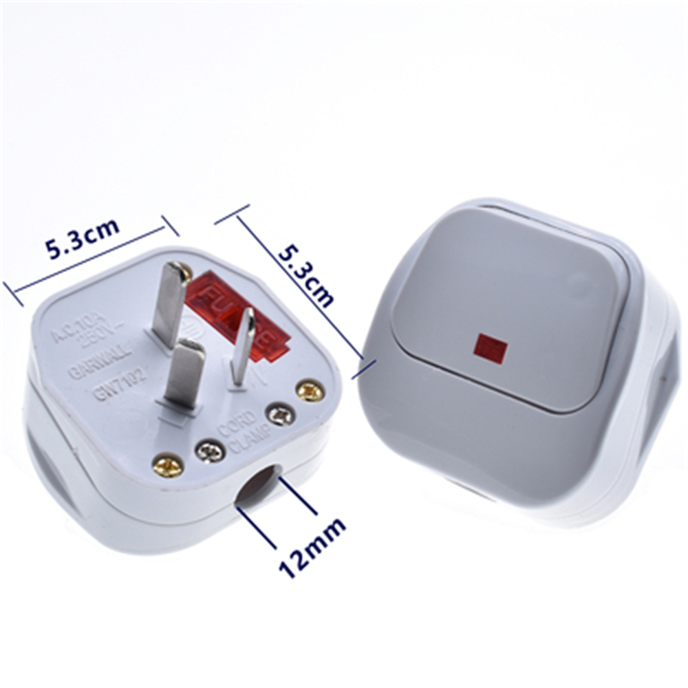 Enchufe de alimentación ensamblado con interruptor macho, enchufe eléctrico de 3 pines Switch13A CA, cable de conexión fundido, adaptador de protección de sobrecarga, UK /AU