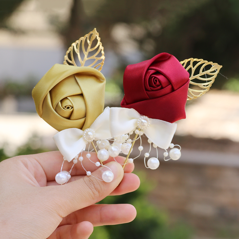 Simulation de fleur de Corsage pour mariée et marié, broche de Simulation de fleur, fournitures de fête d'affaires et de vacances, 643Z