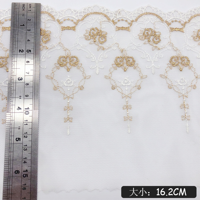 16.2 センチメートル幅メッシュ刺繍金糸ローズレース生地 DIY 結婚式のゴージャスなドレスロリータ服衣服アクセサリー