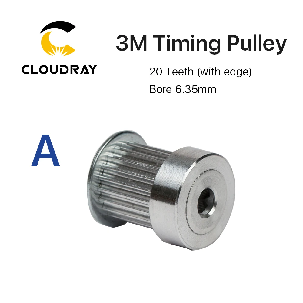 Cloudray CO2 Laser Chi Tiết Kim Loại Đồng Bộ HTD 3M Bánh Ròng Rọc 6.35/8/12Mm Cho DIY CO2 chữ Khắc Laser Cắt