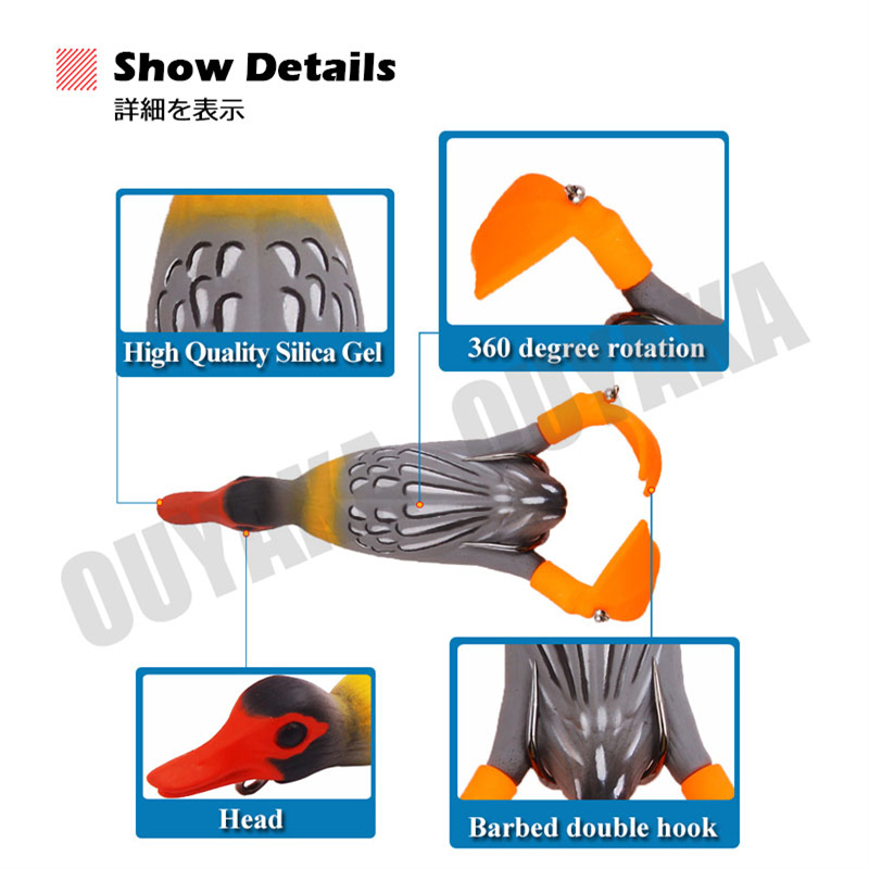 Peralatan memancing bebek, peralatan memancing berputar mengambang Isca berat buatan 12g 9.5cm Kit artikulos umpan lembut Pesca Pike Leurre