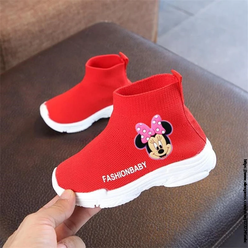 เด็กเป็ดรองเท้า Mickey Mouse ชายหญิงรองเท้าผ้าใบฤดูใบไม้ผลิการ์ตูน Minnie ยี่ห้อเด็กกีฬารองเท้าแฟชั่นรองเท้าผ้าใบ