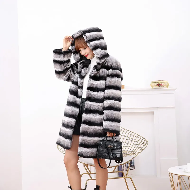 2025 kaninchen pelzmantel kaninchen pelz jacke Stehkragen importiert rex kaninchen mantel streifen rex kaninchen pelzmantel hohe qualität natürliche pelz