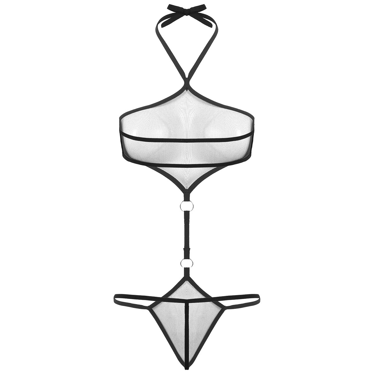 Traje de baño Sexy para mujer, peluches eróticos japoneses, lencería transparente, Catsuit Sissy, Bikinis brasileños sin espalda, mono, ropa de dormir