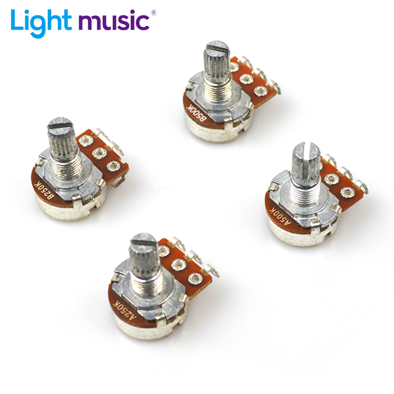2 uds A500K B500K A250K B250K potenciómetro estriado pequeño olla guitarra eléctrica efecto bajo amplificador tono volumen 15mm 18mm piezas de eje