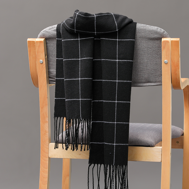 Bufanda de invierno a cuadros para exteriores de 185x35cm, bufanda unisex para hombres y mujeres, bufanda cálida, bufanda, hijab de Cachemira a la moda, pashmina con borlas