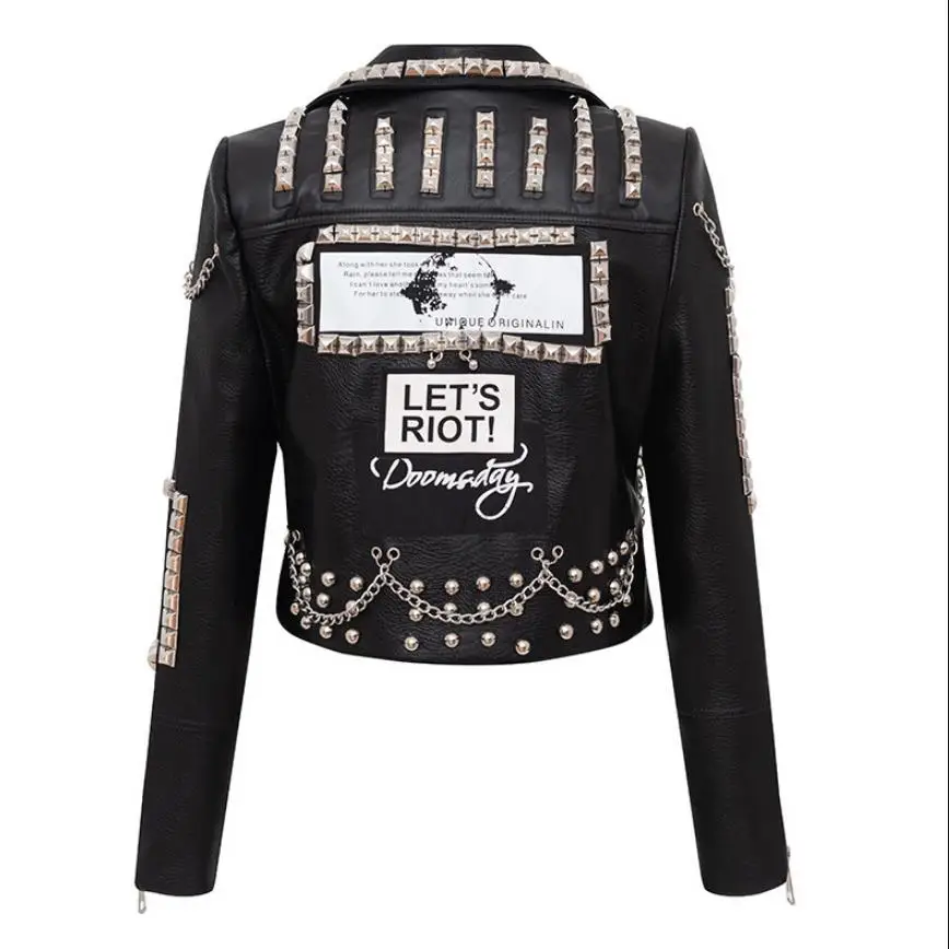 3D Graffiti weiche pu leder jacken weibliche cartoon Leder Jacke niet sicken Punk Rock Cropped leder Oberbekleidung F2217