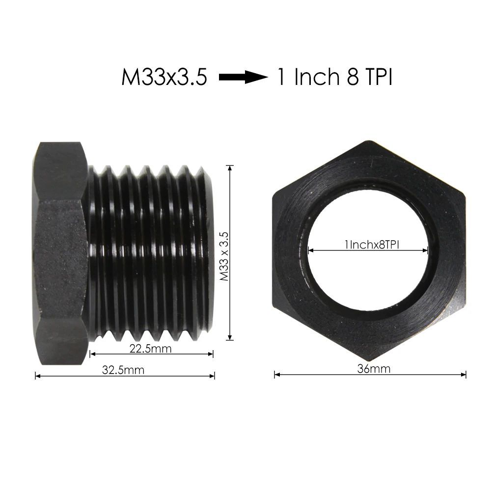 Lathe Headstock Spindle Adapter Thread 1" x 8TPI  M33 x3.5mm M18 -2.5mm Chuck Insert Wood Turning Woodworking Tool Accessories