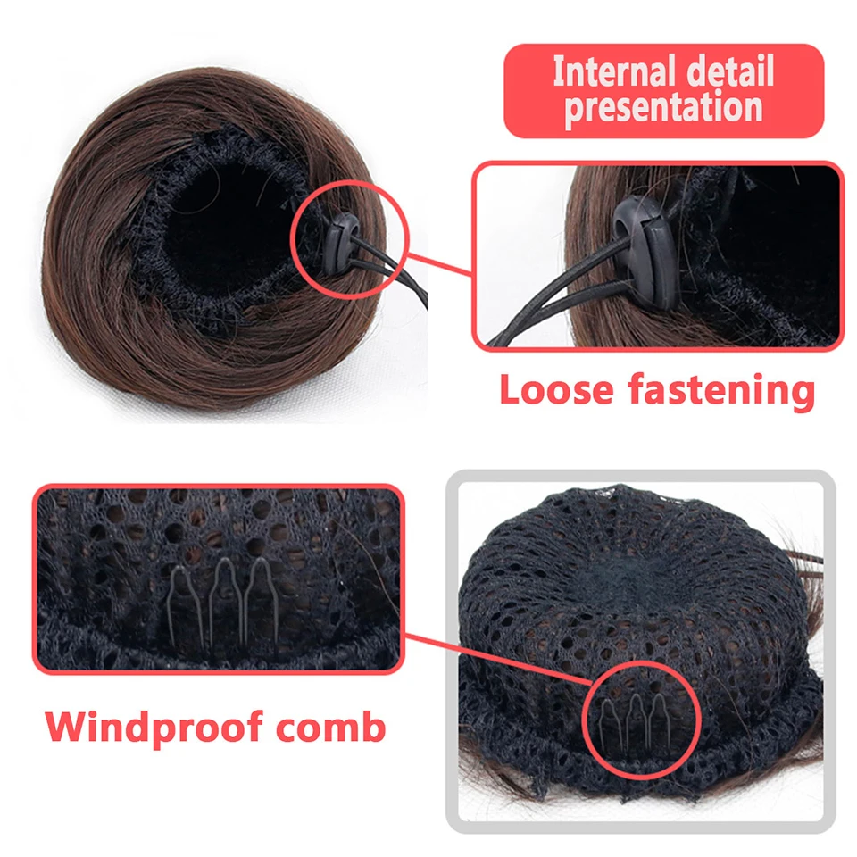 Phụ nữ Tổng Hợp Chignon Búi Tóc Tặng Kẹp Trong Bộ Tóc Giả Phần Mở Rộng Nâu Đỏ Tổng Hợp Nhiệt Độ Cao Sợi AOSIWIG