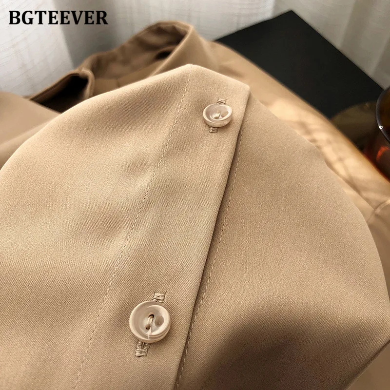 BBTEEVER 2020 세련된 여성 새틴 셔츠, 긴팔 단색 턴다운 칼라, 우아한 사무실 여성 작업복 블라우스, 신상