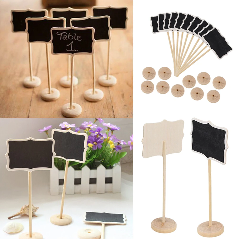 10pc ミニペイント木板小木製チョーク黒板結婚式キッチンレストラン看板筆記注意メッセージ