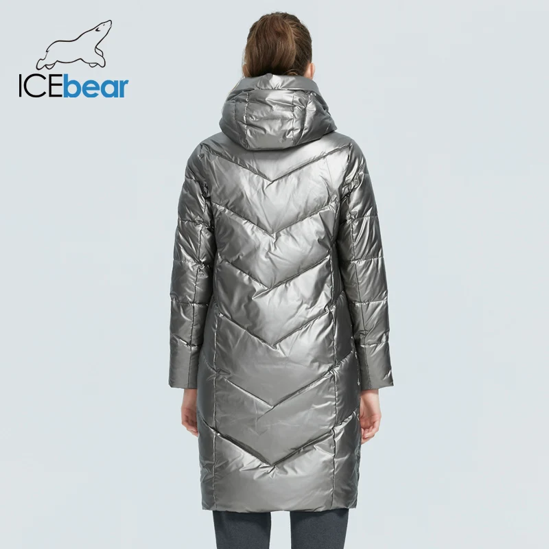ICEbear 2023 nueva chaqueta con capucha de invierno para mujer, moda informal, abrigo largo ajustado de algodón cálido, parkas de marca para mujer GWD20302D