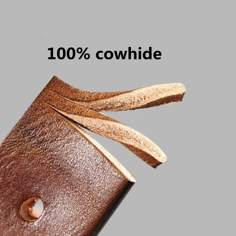 Cinturón Vintage de lujo hecho a mano de cuero con hebilla de cobre para hombre, cinturón Gotico de cuero de vaca, pantalones vaqueros informales Retro que combinan con todo, cinturón suave ABC