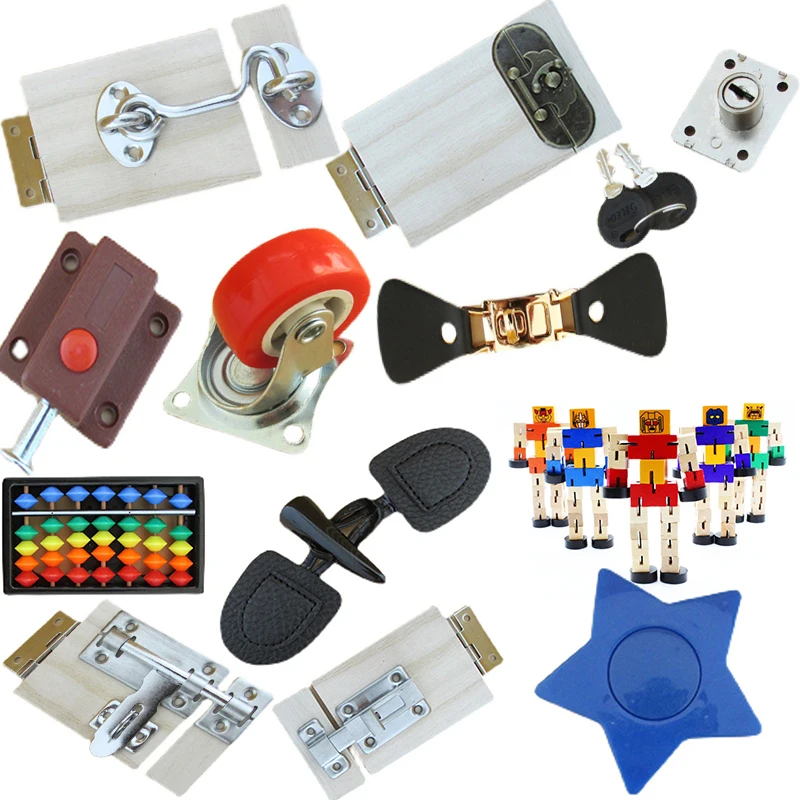 3D Trẻ Em Bận Rộn Ban Diy Vintage Khóa Chốt Cửa Ban Đồ Chơi Phụ Kiện Cho Bé Giáo Dục Sớm Trợ Giảng Đồ Chơi Bàn Tính Chất Liệu
