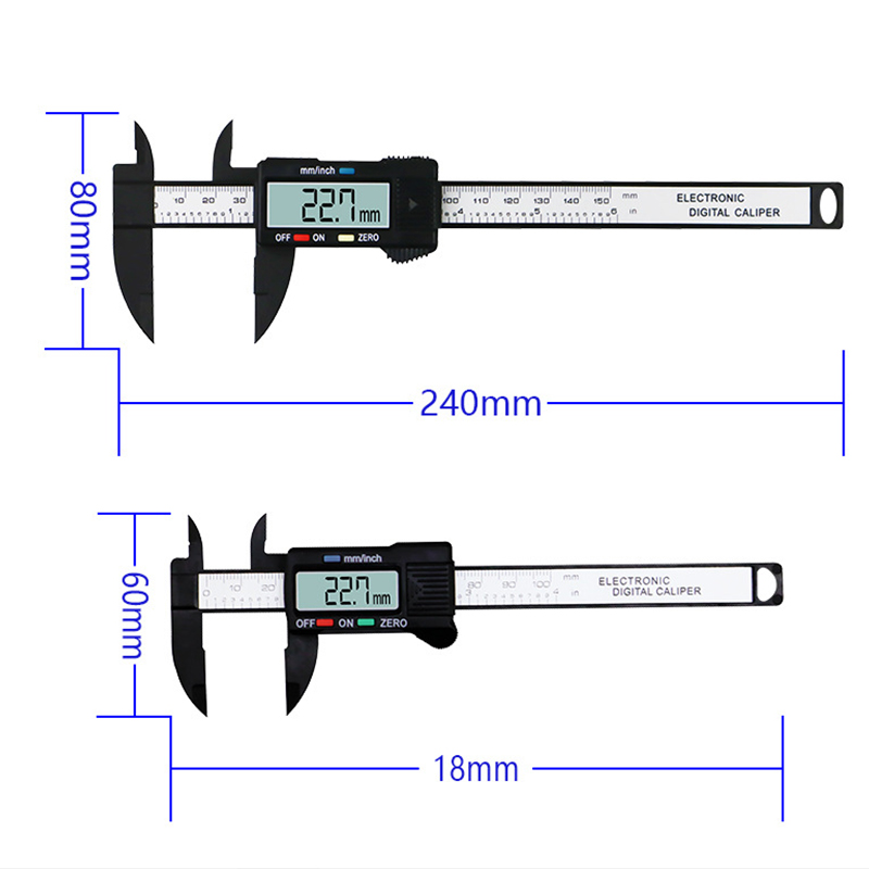Calibrador Digital de 6 pulgadas, calibrador Vernier electrónico, micrómetro de calibre de 100mm, herramienta de medición de regla Digital de 150mm y 0,1mm