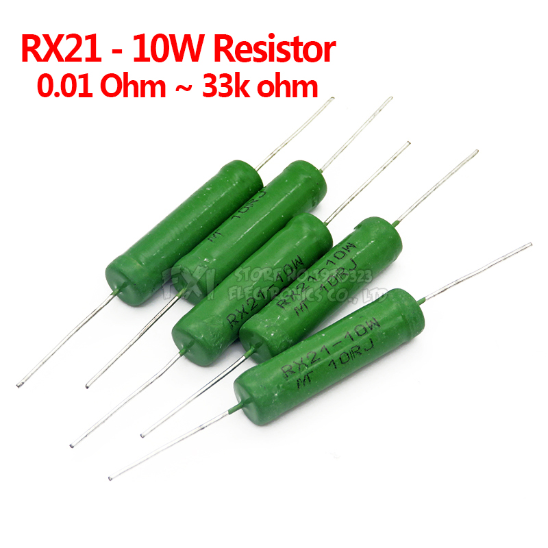 5 stks RX21 10 W Draadgewonden Weerstand 5% 1R 10R 100R 1 K 10 K 12 K 15 K 18R 20R 22R 24R 27R 30R 33R 36R Weerstand