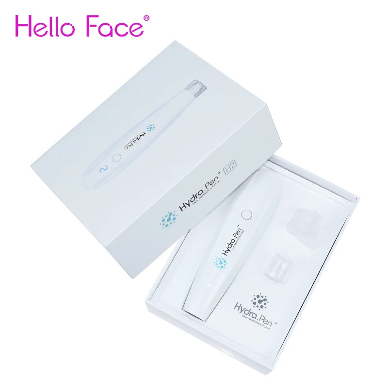 Hello Face ไร้สาย Hydra ปากกา H2 Professional ปากกา Microneedling Hydrapen อัตโนมัติเซรั่ม Applicator 2ตลับ