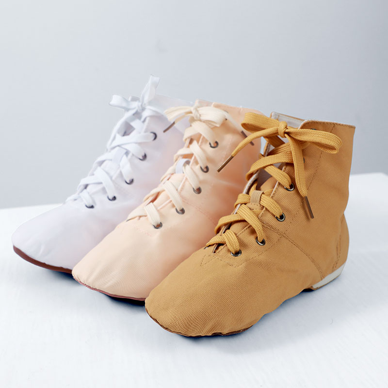 Jazz-Schuhe, Segeltuch, Jazz-Tanzschuhe, knöchellange Tanzstiefel, geteilte Sohle, Schuhe für Mädchen, Kinder, Erwachsene, Kinder, China, Größe 26–45