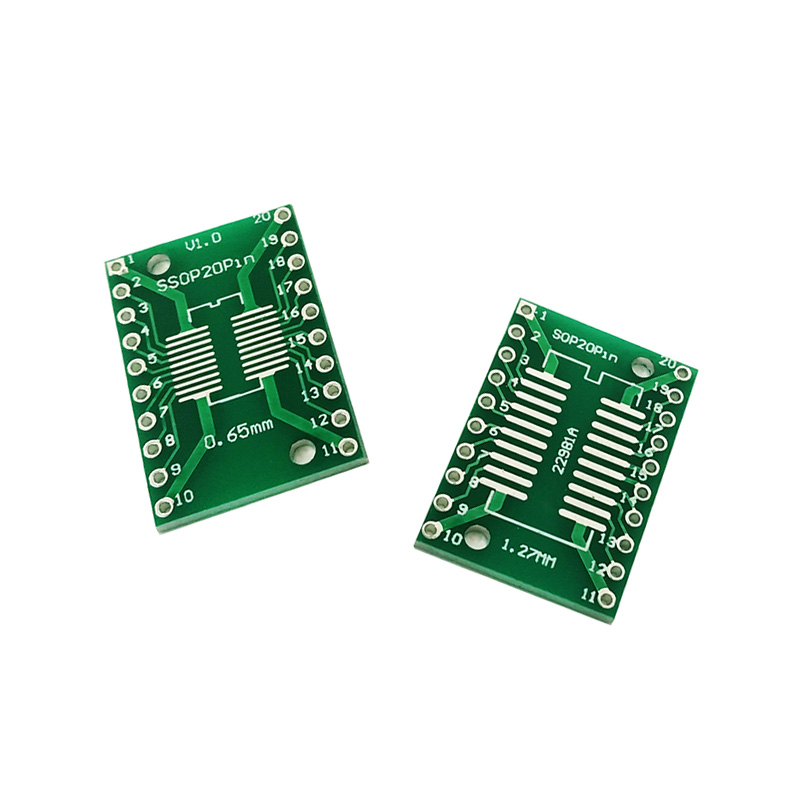 10 unids/lote SOP20, SSOP20, TSSOP20, adaptador de transferencia a DIP20 IC, convertidor de módulo de enchufe, placa de adaptadores de 0,65mm y 1,27mm