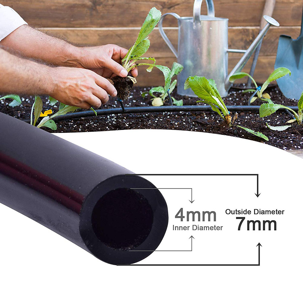 Tubo per irrigazione da giardino Tubo da 4/7mm Tubo per microirrigazione in PVC Tubo da 1/4 '' Sistema di irrigazione a goccia Tubo per irrigazione per serra Bonsai