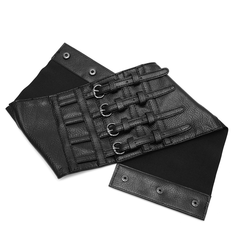 Corset rétro en Faux cuir pour femmes, taille large élastique, ceinture extensible