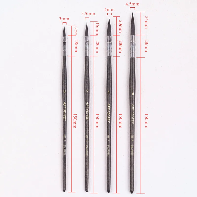 Artsecret 688LR & DS 688R 688F Nước Vẽ Bằng Bột Màu Vẽ Bàn Chải Sóc Tóc Tự Nhiên Que Gỗ Nguồn Cung Cấp Nghệ Thuật Văn Phòng Phẩm Sơn
