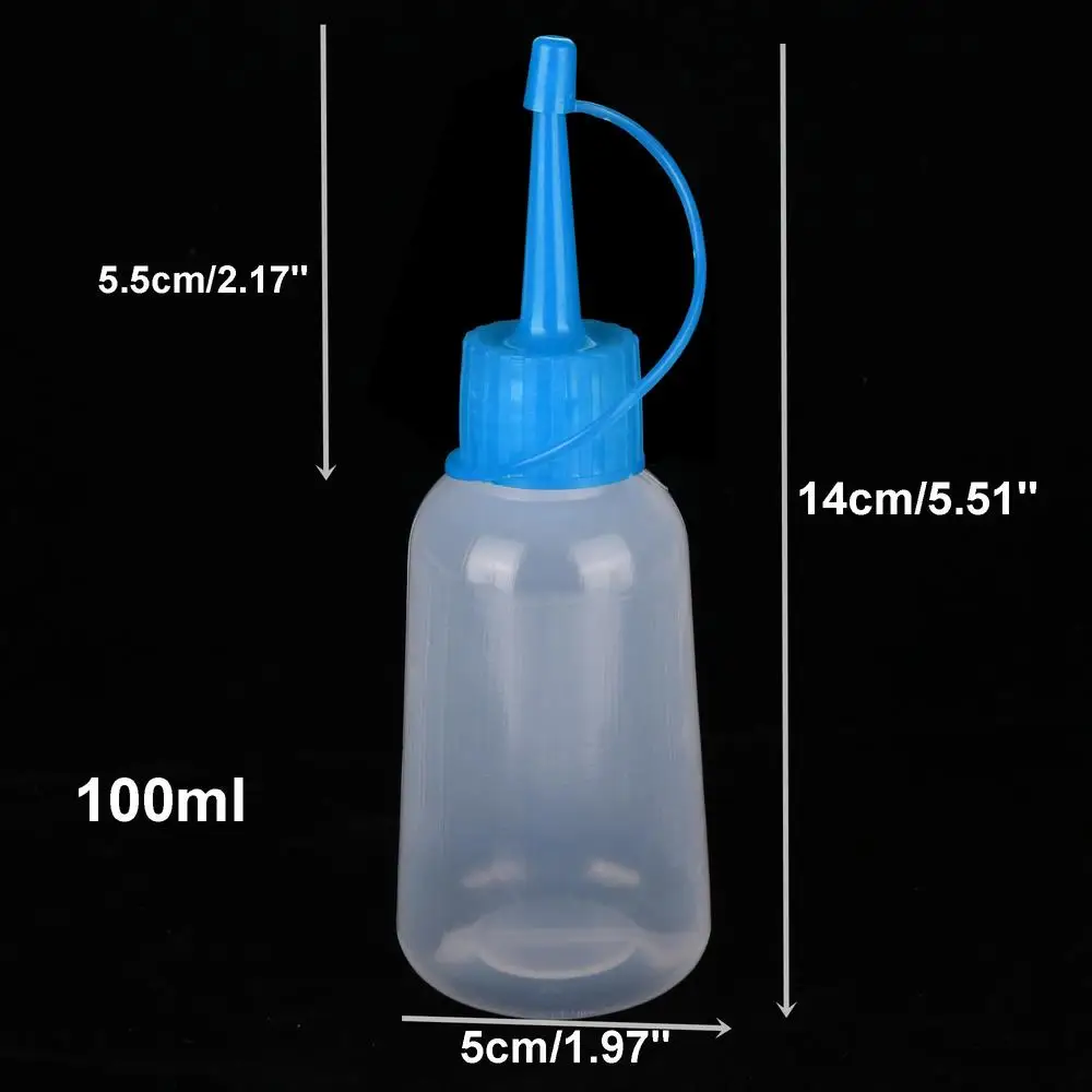 100Ml Nhựa Trong Suốt Đầu Applicator Chai Nhựa Bóp Chai Với Đầu Nắp Đồ Thủ Công Nghệ Thuật Keo Dán Đa Năng Lọ đầm Suông