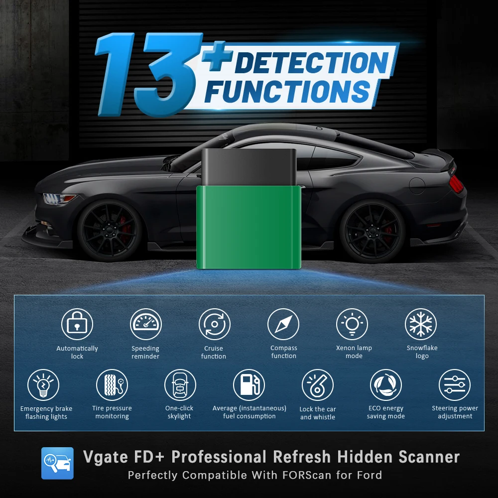 Vgate-Ferramenta Automática de Diagnóstico de Carro, Scanner OBD2, VLinker FD ELM327 FORScan para Ford Scan, Bluetooth 4.0, WIFI, ELM 327, J2534