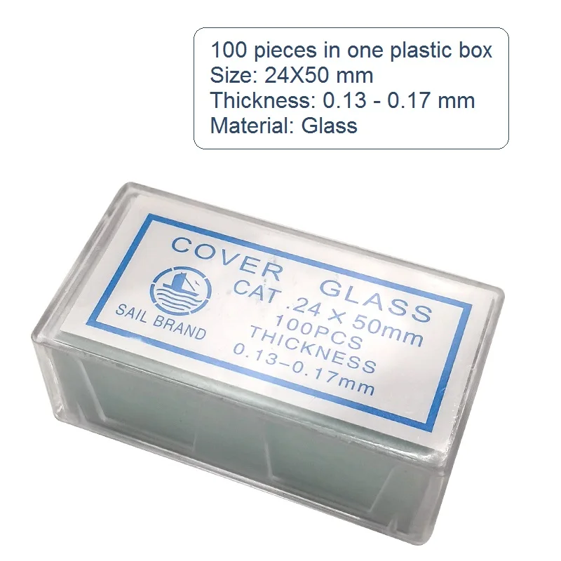 100PCS 24x50 mm Microscope Glass Slides Cover Slips Blank Slides Microscope Accessories 0.13-0.17 mm Thickness