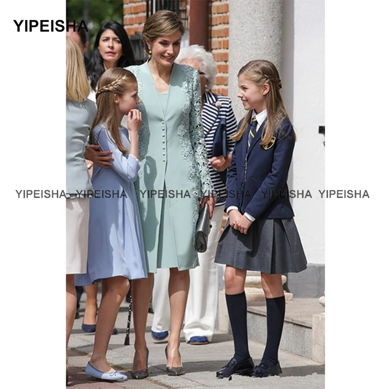 Yipeisha ชุดเดรสสำหรับเจ้าสาว2ชิ้น, ชุดเดรสแขนยาวสีเขียวมิ้นต์สำหรับงานปาร์ตี้สำหรับ2024งานแต่งงานความยาวเท่าเข่า