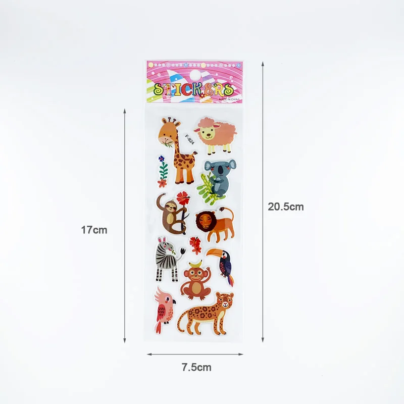 12 Tờ/Gói Trẻ Em Dán 3D Bọng Rời Hoạt Hình Vườn Thú Động Vật/Trái Cây Khác Nhau Thêu Sò Dán Cho Bé Gái Bé Trai quà Tặng Sinh Nhật