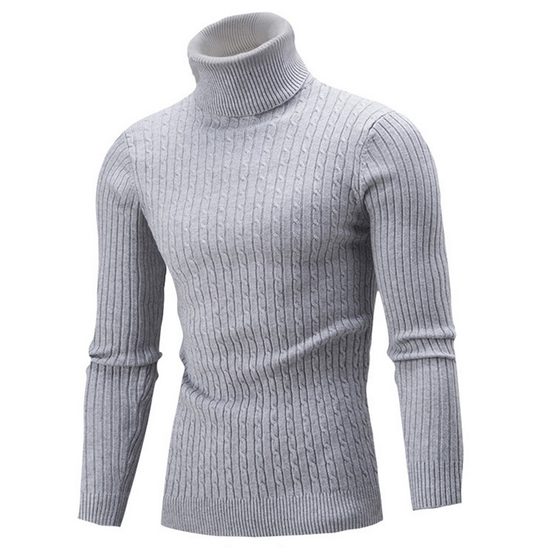 Suéter de gola alta masculino, pulôver casual, grosso, alta qualidade, inverno