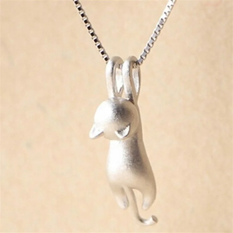 Ventfille 925จี้เงินแท้จี้แมวและสร้อยคอรูปสัตว์แฟชั่นของผู้หญิงคิตตี้ของขวัญเฉพาะบุคคลขายส่ง