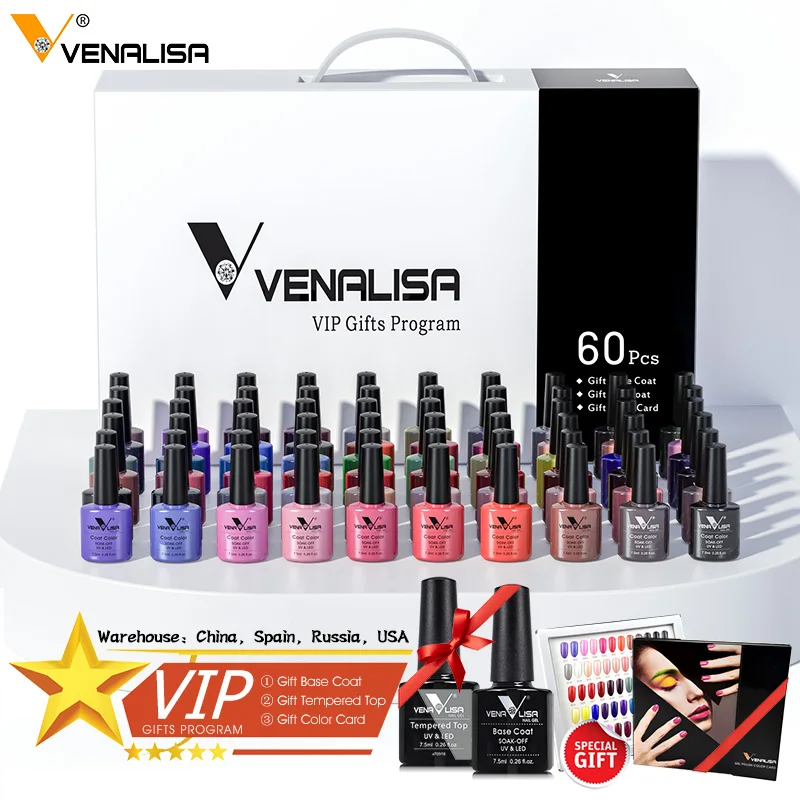 VENALISA-半永久的なマニキュア,120色,サロンまたはネイルアート用,UV LED,7.5ml