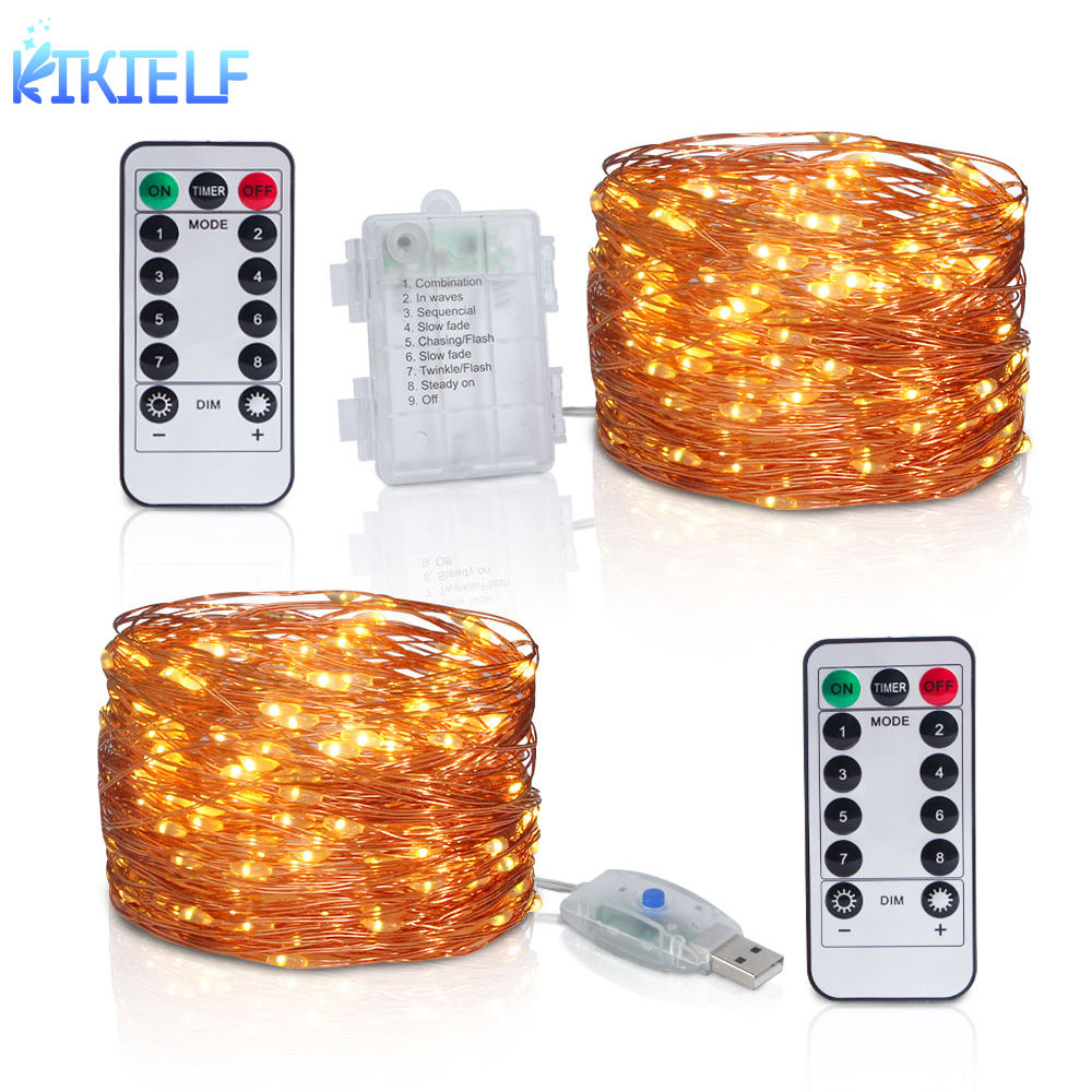 5M/10M/20M LED USB/Batterie Kupfer Fee String Lichter Weihnachten Girlande Fernbedienung lampe Für Hochzeit Party Garten Hause Dezember